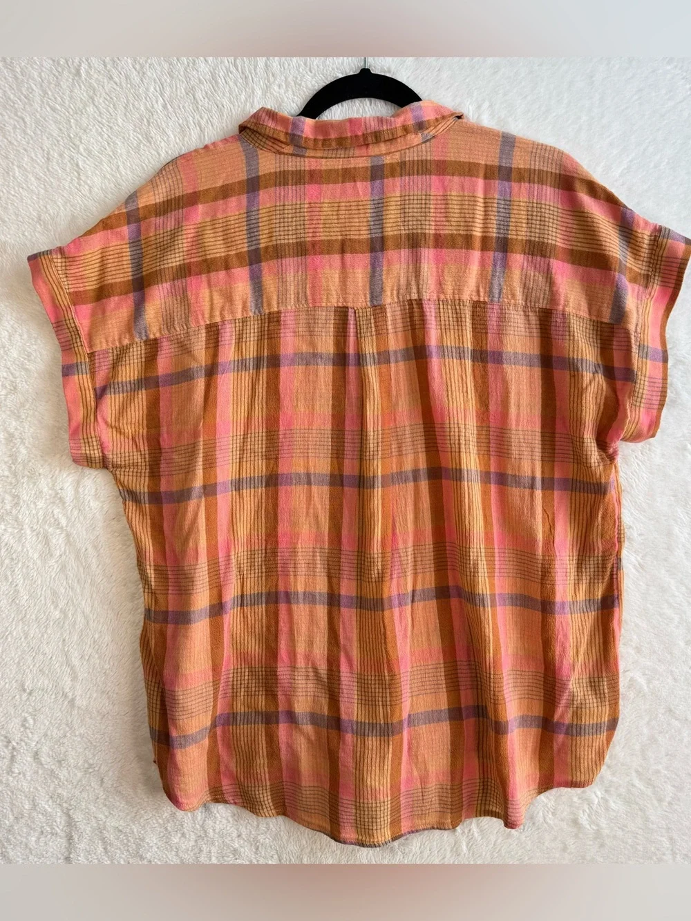 Lucky Brand Button Up Shirt Women’s Large Madras Plaid Western Cowgirl NEW